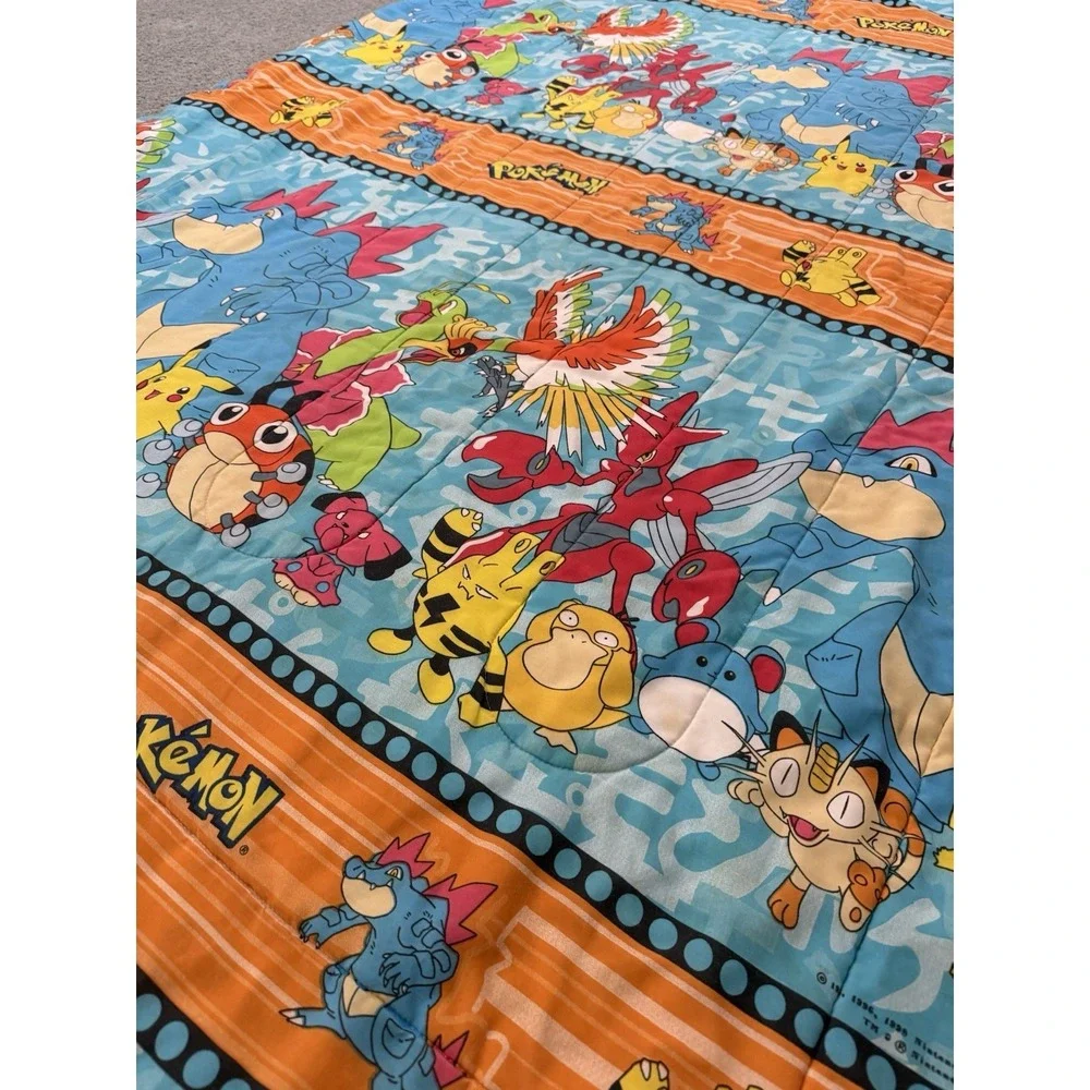 Vintage 1998 Pokemon Bed Comforter Blanket Nintendo Rare Video Game Twin Size